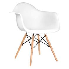 Cadeira Eames Eifflel com Braço Daw de Madeira com Assento Branco - CA