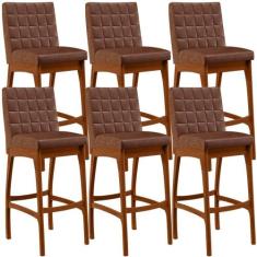 Kit 06 Banquetas Altas Para Cozinha Sala De Jantar Fixa Mila B04 Coran