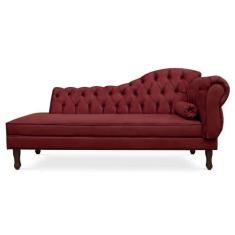 Recamier Divã Cancun 185cm com Capitonê - Esquerda Suede - Passoni Dec