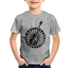 Camiseta Infantil Rock n Roll Never Die Guitarra - Foca na Moda, Cinza