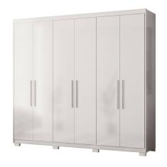 Guarda Roupa Casal 6 Portas 4 Gavetas 4 Prateleiras Venice Branco Com Pés - Demóbile