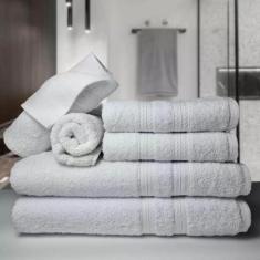 Jogo Toalhas 2 Banhos 2 Rostos 2 Pisos Grande Grossa Branco