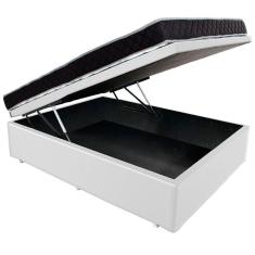 Conjunto Colchão Casal D33 Antialérgico + Cama Box Baú Courvin Branco BF Colchões 138x188x57cm