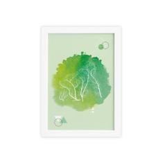 Quadro Minimalista Safari Gorila Verde Moldura Branca 33x43 - Quartinh