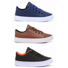 Kit Triplo Tenis Infantil Masculino 3 Pares Confortável Versátil - Kau