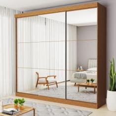 Guarda Roupa Casal Premium Isabela 205,9cm com Espelho 3 Portas 4 Gave