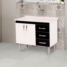 Balcão Tóquio 2 Portas e 3 Gavetas para Pia de 120 cm Rorato, Branco c