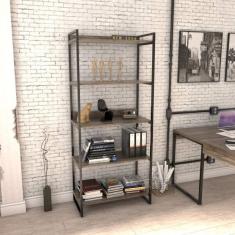 Estante Para Livros Industrial 187cmx80cm 5 Prateleiras Kuadr