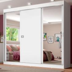 Guarda-Roupa Casal Napoli 3 Portas 2 Espelhos Branco Madesa