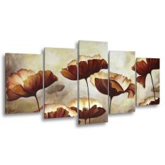 Quadro Decorativo 129x63 Sala Quarto Flores Papoula Aquarela