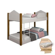 Beliche Infantil Juvenil Luiza com Colchões - Branco/mel - DIVALOTO, B