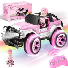 Carro de controle remoto Carox OX11S rosa com boneca de 6 a 10 anos