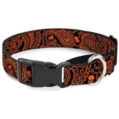 Buckle-Down Coleira para cachorro martingale – Bandana/caveiras roxas/brancas – 2,54 cm de largura – serve para pescoços de 38,12 a 66,04 cm – Grande