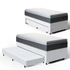 Cama Box com Colchao de Espuma D45 Pillow Top Fort Comfort + Auxiliar 