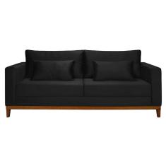 Sofá 3 Lugares Bahamas Suede Preto 230 cm