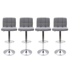 Kit 4 Banqueta Giratórias Gomos Cinza Cinza