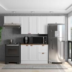 Cozinha Modulada 4 Peças 7 Portas 2 Gavetas Balcão com Tampo Unna Branco