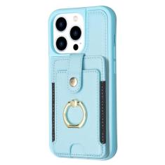 Capa de couro com suporte de anel para cartões Solt para iPhone 14 Pro Max 13 12 11 XS XR 6 7 8 Plus SE 2022 2022 Capa de telefone tipo carteira, azul, para iPhone 11 Pro