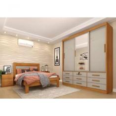 Guarda Roupa 3 Portas 9 Gavetas Com Espelho Chicago - Tcil Móveis - Cinamomo/off White