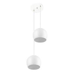 Lustre Pendente Aluminio Bola Duplo 15cm Branco/Branco
