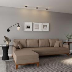 Sofá 4 Lugares Quito Com Chaise Esquerdo Linho Bege