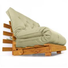 Sofá Cama Casal Futon Tokio Bege Madeira Maciça Cor Mel