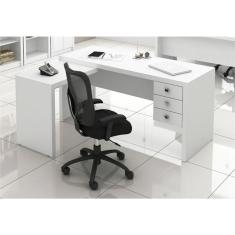 Mesa Para Home Office Com 03 Gavetas Branco -Tecno Mobili