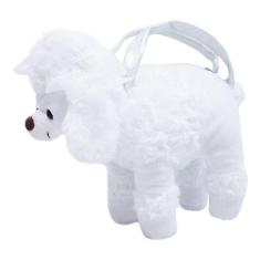 Bolsa Infantil Menina Cachorro Poodle Branco 23cm - Pelúcia