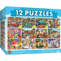 Pacote com 12 quebra-cabeças, galeria de artistas — adultos, família e crianças