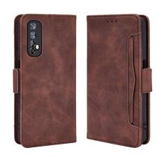 Capa com compartimento para cartão para Oppo Realme Narzo 20 Pro, capa flip carteira com suporte de couro para Oppo Realme Narzo 20 Pro, capa magnética retrô para celular, capa carteira com