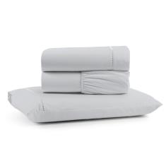 Jogo De Lençol Solteiro Mirante 100% Algodão 3 Peças - Cinza