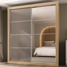 Guarda Roupa Casal Dallas 2 Portas de Correr 4 Gavetas MDP Lacca Fumê Multimóveis