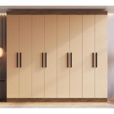 Guarda Roupa Casal California 8 Portas de Bater 4 Gavetas MDF Marrom Móveis Doripel