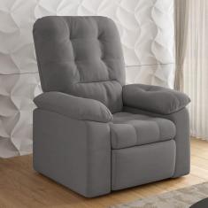 Poltrona do Papai Reclinável Suede Veludo Estoril Espresso Móveis Cinza