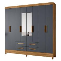 Guarda Roupa Casal Flórida 8 Portas e 4 Gavetas com Espelho - Moval, F