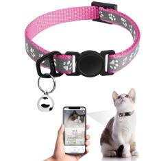 Coleira de gato com etiqueta de nome de código QR, coleiras reflexivas de gatinho com sino, etiqueta de identificação de gato personalizada, ultradurável, ajustável, liberação rápida, serve para a