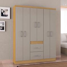 Guarda Roupa Casal Ambiente Milão 6 Portas Damasco Off White – Poquema