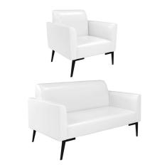 Sofá Namoradeira Com Poltrona Pés Villach Marisa Corano D03 - D\'rossi Cor Branco