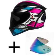 Capacete ASX City Start Preto E Rosa Mais Viseira Camaleão