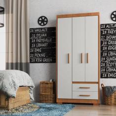 Guarda-Roupa Casal 3 Portas 2 Gavetas Primacy Freijó Wood/Off-White