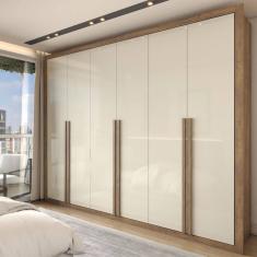 Guarda-Roupa Casal Severo 6 Portas 6 Gavetas Ipê/Off White - Panorama Móveis