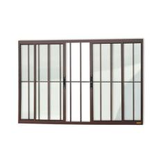 Janela Confort 4 Folhas com Grade Vidro Liso 120cm X 150cm Brimak