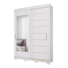 Guarda-roupa Solteiro 3 Portas De Correr 3 Gavetas Com Espelhos 100% Mdf Dubai Espresso Móveis Branco Brilho