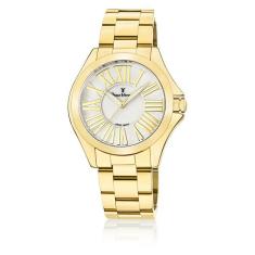 Relógio Pulso Jean Vernier Feminino Aço Dourado Jv01126