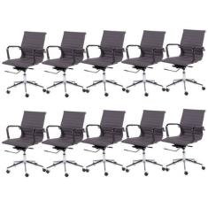 Kit 10 Cadeiras Escritório Diretor Esteirinha Rodízio Relax material s