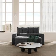 Sofá Retrátil Reclinável com Porta Copos e Usb 3 Lugares 190cm Embaúba Extra Cabecasa Madeiramadeira Cinza Diamante