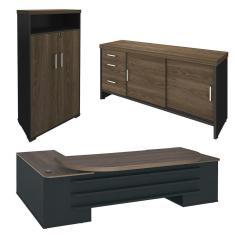 Conjunto Escritório Home Office 3 Peças Corp A06 Charuto-preto - Mpozenato