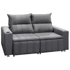 Sofá Retrátil E Reclinável Madri 2l. 160cm C/molas - Veludo Cinza Chumbo