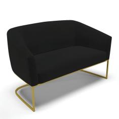 Sofá Namoradeira 2 Lugares Base Industrial Dourado Stella Linho D03 - D`rossi Cor A79 Preto