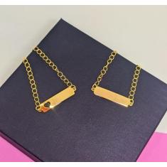 Pulseira Infantil Bebê Meninos e Meninas com Placa Plaquinha nome Folh